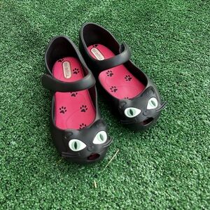 Mini Melissa Black Cat Slippers for Kids